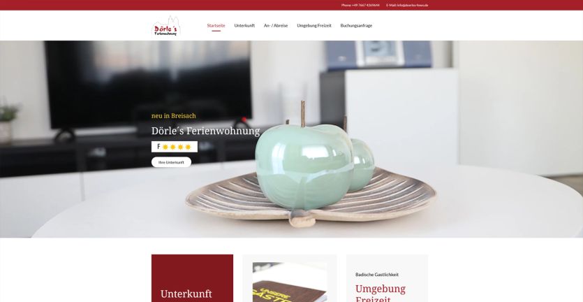 Screenshot Website Dörle´s Ferienwohnung