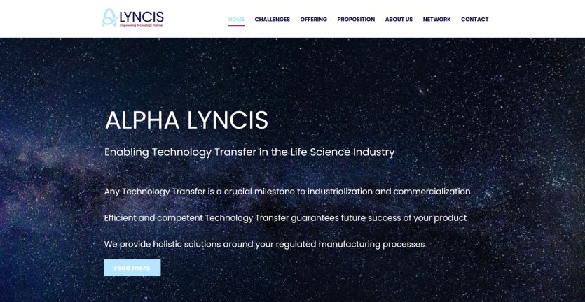 Screenshot Website Alpha Lyncis